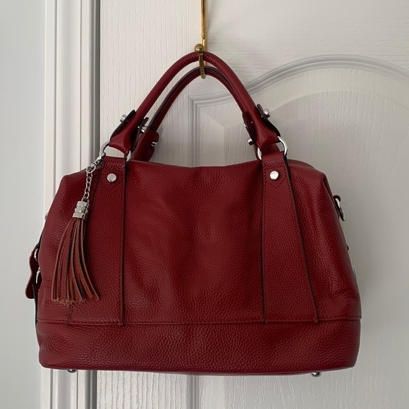 Heshe‎ red leather satchel bag - Picture 1 of 15